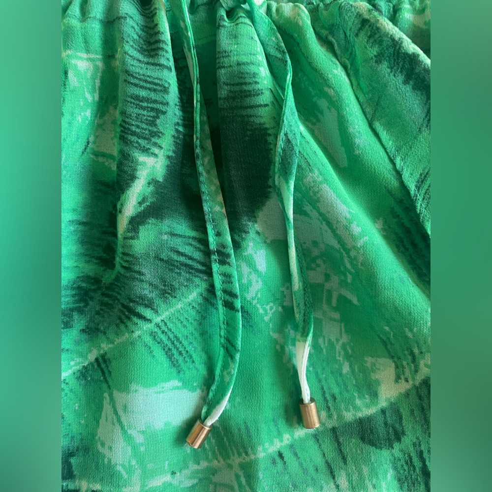 Apricot Lane Vibrant Green Leaf Dress women size‎ large - Picture 9 of 13